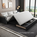 Moderno moderno moderno mobili hotel 3 sedili telai in legno tessuto in pelle soggiorno pieghevole divano letto con deposito
